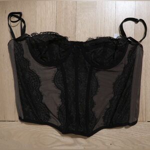 Urban Outfitters Black Sheer Lace Bustier